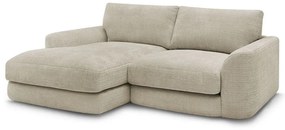 Beżowy narożnik z tkaniny szenilowej (lewostronny/z szezlongiem) Leonore – Bobochic Paris