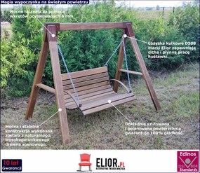 Drewniana huśtawka ogrodowa wolnostojąca dla dzieci Kaori 5X - orzech