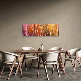 Obraz kolorowego lasu (z zegarem) (90x30 cm)