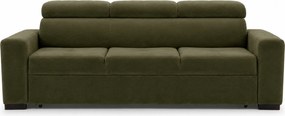 Sofa trzyosobowa Modeno z funkcją spania - oliwkowy welur hydrofobowy Monolith 38 - Wyprzedaż ekspozycji