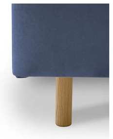 Niebieskie tapicerowane łóżko dwuosobowe ze stelażem 160x200 cm Zee – Scandic
