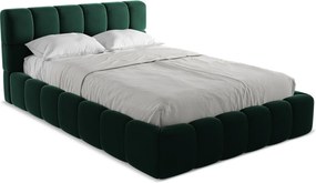 Łóżko 160 x 228 - z weluru - butelkowa zieleń - NALU