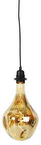 Lampa wisząca czarna z możliwością ściemniania w komplecie z lustrem LED w kolorze złotym z możliwością ściemniania - Cava Luxe Nowoczesny Oswietlenie wewnetrzne