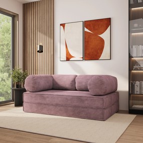 Masseno Sofa piankowa ALVIO z funkcją spania, Kanapa z pianki do salonu, Bezmontażowa, Tkanina sztruksowa – Wrzosowy POSO 130