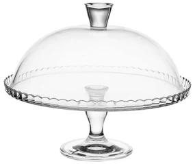 Patera szklana na ciasto z kloszem, 32 cm