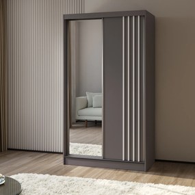 Szafa Przesuwna NELVIA 120 cm z Lustrem Szafa Dwudrzwiowa Szara