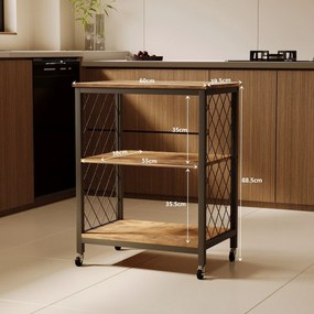Szafka mobilna kuchenna na kółkach brązowa - 60 cm