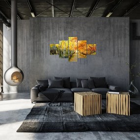 Obraz - Romantyczna aleja wzdłuż wody, obraz olejny (125x70 cm)