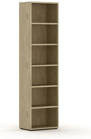 Biblioteka INTEGRO, 2300 x 600 x 400 mm, 5 półek, dąb naturalny