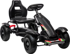 Gokart dla dzieci HOMCOM z regulacją siedziska i hamulcem ręcznym, 5-12 lat, 121 x 58 x 61 cm, Czarny