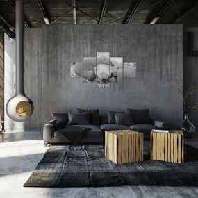 Obraz - Niedźwiadki polarne, czarno - biały (125x70 cm)