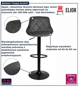 Szary welurowy hoker z oparciem M0-N03