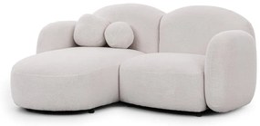 Kremowy narożnik z materiału bouclé (lewostronny/z szezlongiem) Orbit – Ropez