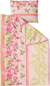 PrzytulneMieszkanie.pl PrzytulneMieszkanie.pl Bawełniana pościel KWIATY Z LIŚĆMI różowa Rozmiar pościeli: 80 x 80 cm | 135 x 200 cm