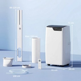 HOMCOM Klimatyzator przenośny 12 000 BTU, funkcje chłodzenia, osuszania, wentylatora, tryb nocny, sterowanie głosowe WiFi | Aosom PL