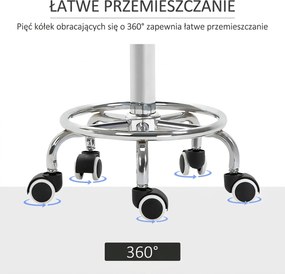 Vinsetto Taboret salonowy, regulowany, sztuczna skóra, do 110 kg, Ø42x50-64H cm, Czarny