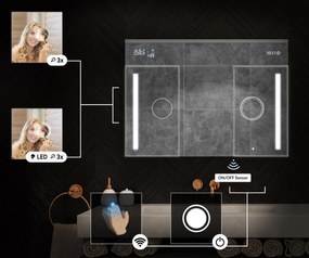 Szafka podświetlana z lustrem LED model Emily L02 - 100 x 72 cm, łazienkowa szafka o nowoczesnym designie z konfiguracją włącznika podświetlenia, w kolorze San Marino