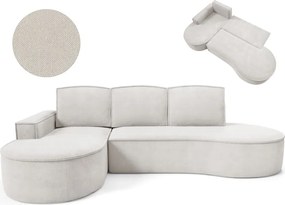 Narożnik MOLLY Lewostronny z funkcją spania, wolnostojący tkanina CURIO 02 Biały