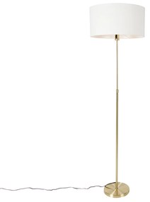 Lampa stojąca regulowana złota z abażurem białym 50 cm - ParteDesignerski Oswietlenie wewnetrzne