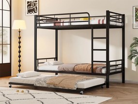Łóżko piętrowe z żelaza kute 90x200 cm - z łóżkiem wysuwanym 90x190 cm - Czarne