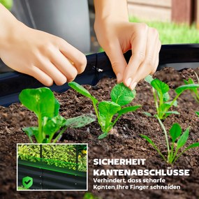 Outsunny Podwyższona grządka z kratką, metalowa donica z rękawicami, doniczka ogrodowa 160 x 90 x 180 cm, ciemnoszara | Aosom PL