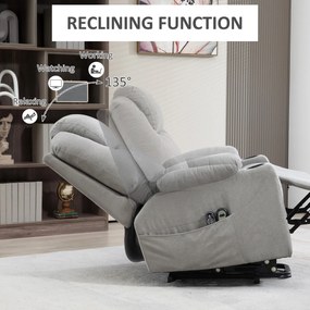 HOMCOM Fotel masujący z funkcją wstawania dla seniorów 8 punktów wibracji 2 kieszenie uchwyt na napoje szary 90x101x107 cm | Aosom PL