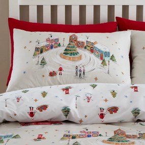 Biało-beżowa pościel dwuosobowa 230x220 cm Christmas Town – Catherine Lansfield