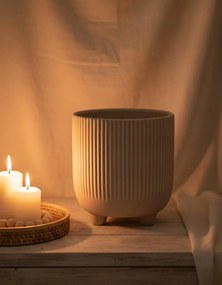 Doniczka Ecru Osłonka 15 cm z Ceramiki na Trzech Nóżkach Designerska Donica