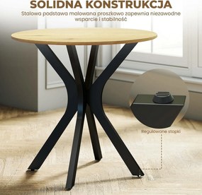 HOMCOM Stół do jadalni Stół kuchenny Okrągły stół, Nowoczesny design, 78 cm x 78 cm x 75 cm, Naturalne drewno