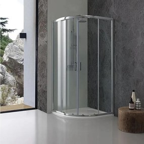 Boîte doccia semi-circulaire "Genova" avec 2 ante scorrevoli en vert temperato lucide cm 90x90 185h