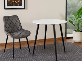 Okrągły stół jadalniany RION 90 cm z ceramicznym blatem, biały marmur