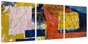 Obraz - Abstrakcja (z zegarem) (90x30 cm)