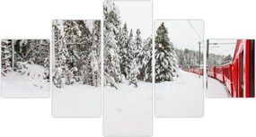 Obraz - Pociąg w zaśnieżonym krajobrazie (125x70 cm)