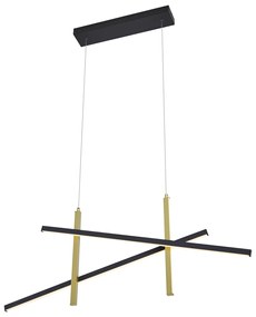 Designerska lampa wisząca X czarna ze złotem z LED z 3-stopniową regulacją - Joy Nowoczesny Oswietlenie wewnetrzne