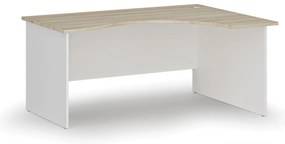 Ergonomiczne biurko PRIMO WHITE, 160x120 cm, prawe, biały/dąb naturalny