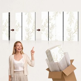 Parawan pokojowy 5-częściowy 225x172 Dwustronny dekoracyjny skandynawski bajkowy Kremowy Zimowe Królestwo Bajek