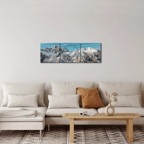 Obraz ośnieżonych szczytów, Fiordland (z zegarem) (90x30 cm)