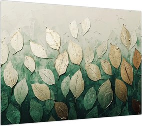 Obraz - Złoto-zielone liście (70x50 cm)