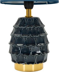 Niebieska lampa stołowa ceramiczna z tekstylnym kloszem (wysokość 30,5 cm) Pigny – Mauro Ferretti