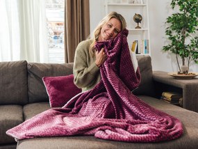 KOC I PODUSZKA WARM HUG LILAK OMBRE 130x190 cm liliowy