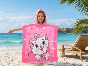 Ręcznik kąpielowy dziecięcy ponczo KOTKA MÍNA różowy Rozmiar: 60 x 120 cm