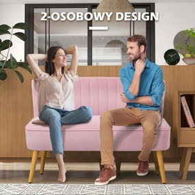 HOMCOM Sofa 2-osobowa materiałowa sofa tapicerowana sofa wypoczynkowa szeroka różowa | Aosom PL