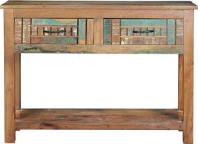 Konsola z drewna z recyklingu, 105 cm, styl vintage industrialny, 76x106x33