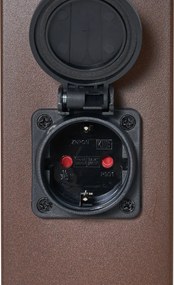 Lampa zewnętrzna rdzawobrązowa z przezroczystym szkłem 45 cm IP44 z gniazdem i czujnikiem ruchu - Malios