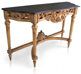 Barokowa konsola, kolor ciemnozłoty, czarny blat.