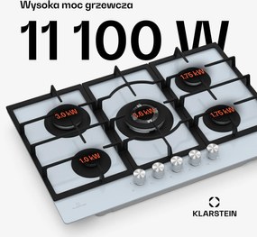Klarstein Ignito 75cm Płyta gazowa 5 palników Biały