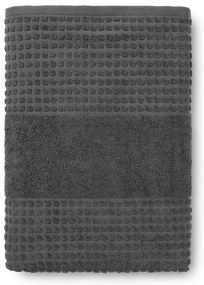 Ciemnoszary ręcznik kąpielowy z bawełny organicznej frotte 70x140 cm Check – JUNA