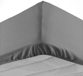 Antracytowe bawełniane prześcieradło z gumką 160x200 cm Lina – douceur d'intérieur