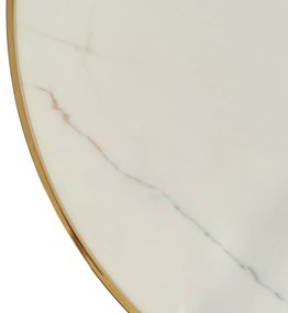 Stół Okrągły TINGA 100 cm Biały Marmur/Złoty Glamour