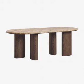 Owalny Stół Jadalniany 220x100 Cm Z Mdf I Marmuru Dayana Brązowy Marmur Emperador - Sklum